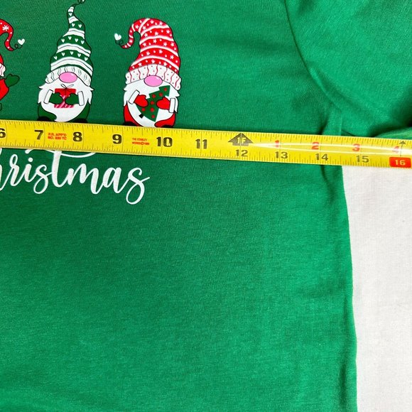 Holiday Time Gnomes Tee Shirt Long Sleeve Green New Gifts Christmas School Party - Picture 5 of 7